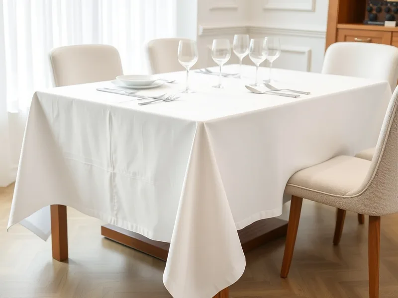 Nappe polyester anti-tache blanche sur table de restaurant